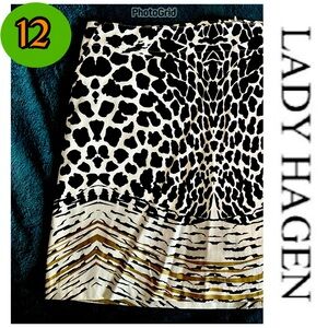 Lady Hagen Regal Black Animal Print Spots and Gold Stripes Skorts